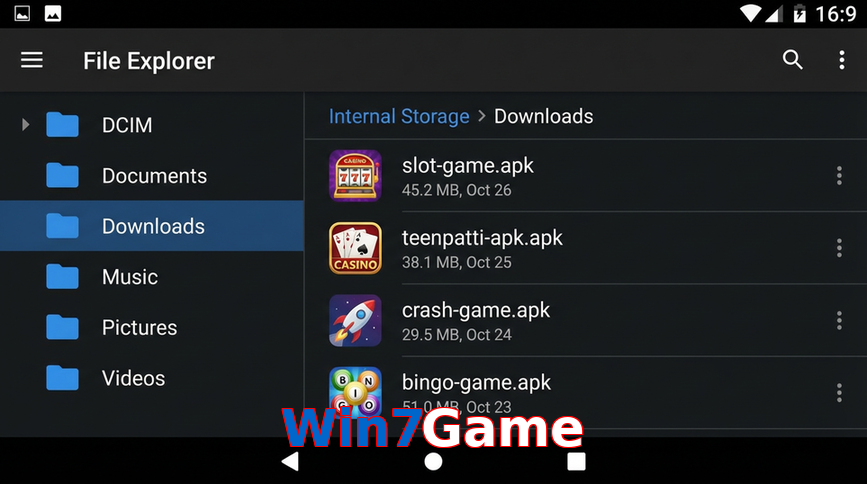 Main screen of Win7Game gameapk page for PK players